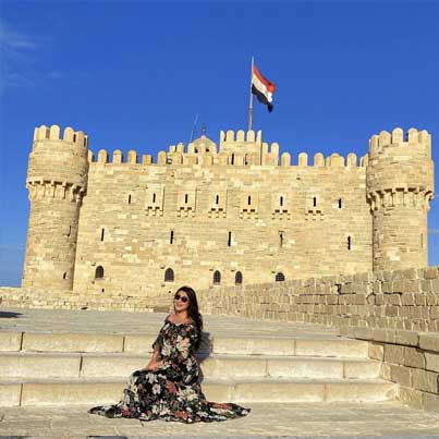 Qaitbay Citadel overlooking the Mediterranean Sea in Alexandria